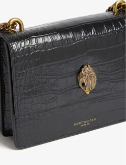 Kurt Geiger London Shoreditch Croc-embossed Leather Cross-body Bag -Kurtgeiger Store 133 3004522 288850011900 BLACKSLVHW ALT02