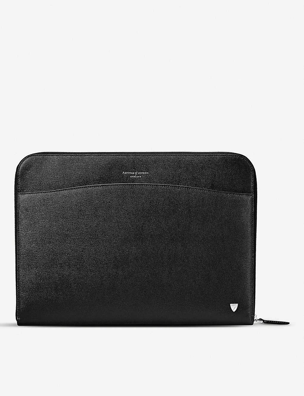 Logo-embellished Grained-leather Laptop Case 1 Logo-embellished Grained-leather Laptop Case