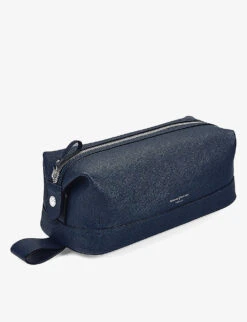 Logo-embellished Zipped Leather Wash Bag -Kurtgeiger Store 528 10005 015014713990000 NAVY ALT02