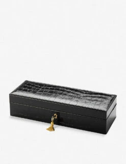 Lock And Key Croc-embossed Leather Watch Box