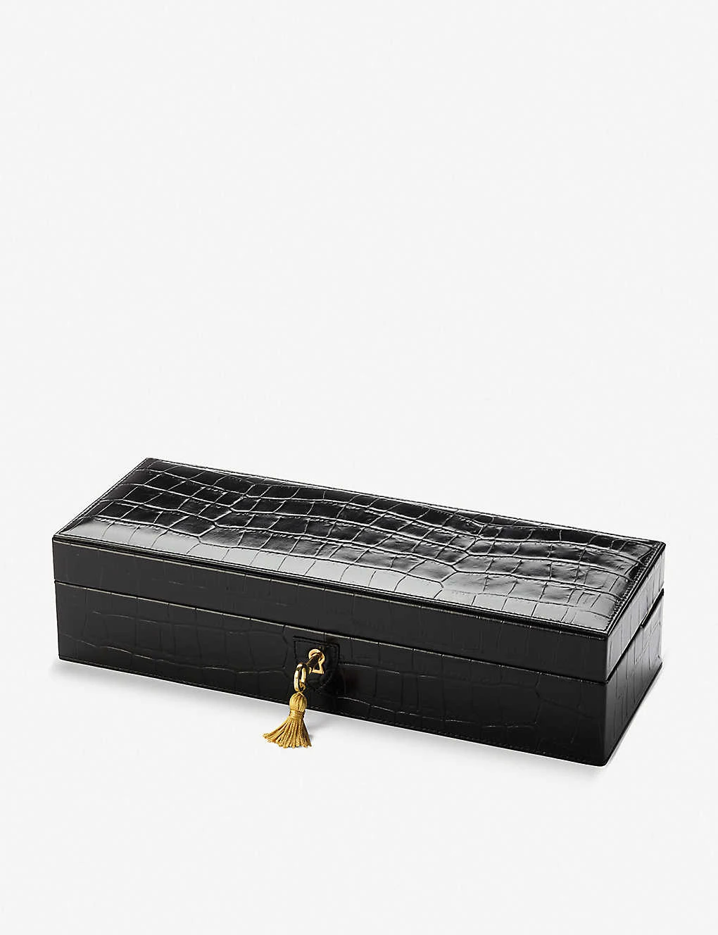 Lock And Key Croc-embossed Leather Watch Box 1 Lock And Key Croc-embossed Leather Watch Box