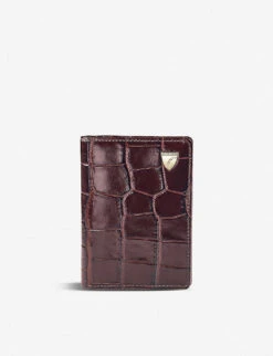 Double Fold Croc-embossed Leather Card Holder