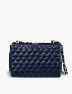 Lottie Quilted Leather Shoulder Bag -Kurtgeiger Store 528 10005 042174522490000 NAVY ALT02