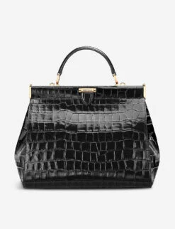 The Dockery Large Croc-embossed Leather Top-handle Bag -Kurtgeiger Store 528 10005 042197700150000 BLACK ALT02