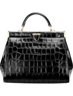 Florence Small Croc-embossed Leather Top-handle Bag -Kurtgeiger Store 528 10005 042197800150000 BLACK ALT02