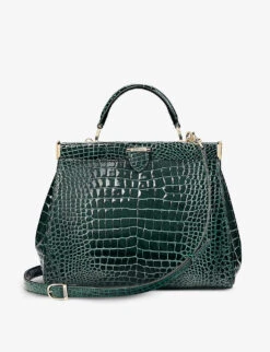 Florence Small Croc-embossed Leather Top-handle Bag