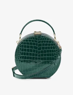 Hat Box Mini Croc-embossed Leather Cross-body Bag
