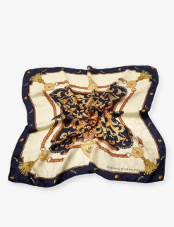 Signature Graphic-print Silk Scarf -Kurtgeiger Store 528 10005 051114605390000 NAVY ALT02