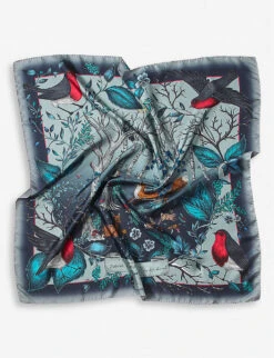 Robin Graphic-print Silk Scarf -Kurtgeiger Store 528 10005 051200207480000 BLUE ALT03