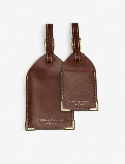 Logo-print Leather Luggage Tag Set Of Two