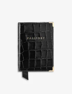Logo-print Croc-embossed Leather Passport Cover