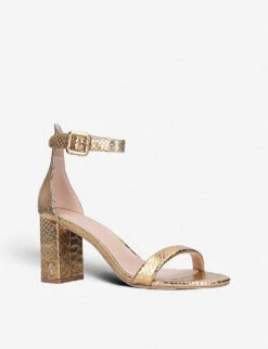 Kurt Geiger London Langley Metallic Crocodile-embossed Leather Sandals -Kurtgeiger Store 5305 10004 1495861119 GOLD ALT02