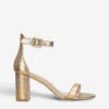Kurt Geiger London Langley Metallic Crocodile-embossed Leather Sandals
