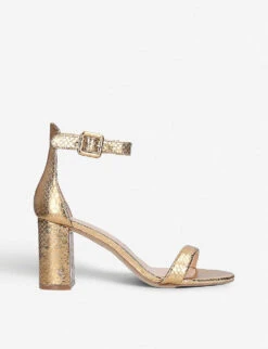 Kurt Geiger London Langley Metallic Crocodile-embossed Leather Sandals