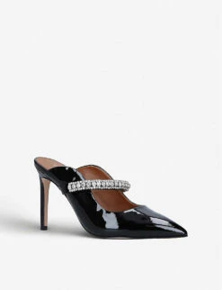 Kurt Geiger London Duke Crystal-embellished Patent-leather Heeled Mules -Kurtgeiger Store 5305 10004 4268500309 BLACK ALT02