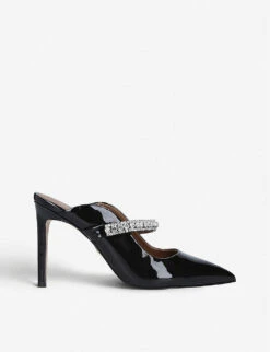 Kurt Geiger London Duke Crystal-embellished Patent-leather Heeled Mules