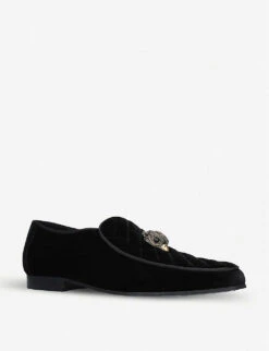 Kurt Geiger London Hugh Eagle Head Embellished Velvet Loafers -Kurtgeiger Store 690 10004 2114100789 BLACK ALT02