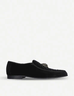 Kurt Geiger London Hugh Eagle Head Embellished Velvet Loafers