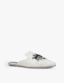 Kurt Geiger London Olive Embellished Leather Mules 6 Kurt Geiger London Olive Embellished Leather Mules -Kurtgeiger Store R00100479 BONE ALT02