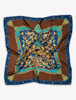 Aspinal Signature Silk Scarf Teal -Kurtgeiger Store R00117856 ALT02
