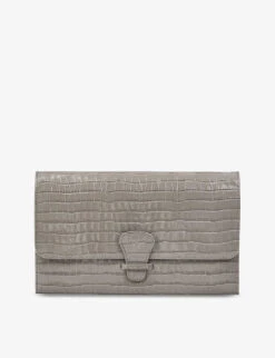 Classic Crocodile-embossed Leather Travel Wallet
