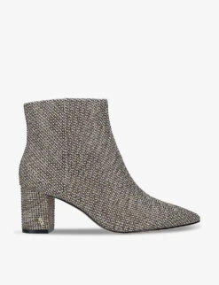 Kurt Geiger London Burlington Houndstooth-print Woven Ankle Boots