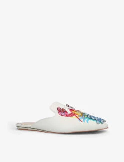 Kurt Geiger London Otter Rainbow Lobster-embroidered Leather Mules 6 Kurt Geiger London Otter Rainbow Lobster-embroidered Leather Mules -Kurtgeiger Store R03700129 WHITECOMB ALT02