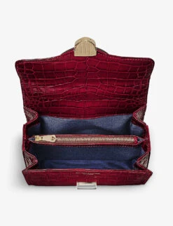 Mayfair Midi Crocodile-embossed Leather Top-handle Bag -Kurtgeiger Store R03706351 CHERRY ALT03