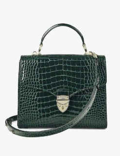 Mayfair Large Croc-embossed Leather Top-handle Bag