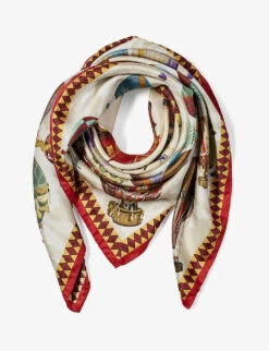 Hot Air Balloon Graphic-print Silk Scarf
