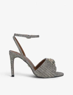 Kurt Geiger London Kensington Hounds Tooth Check Embellished Heeled Sandals