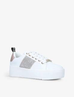 KG Kurt Geiger Lighter Embellished Low-top Faux-leather Trainers -Kurtgeiger Store R03767225 WHITE ALT02
