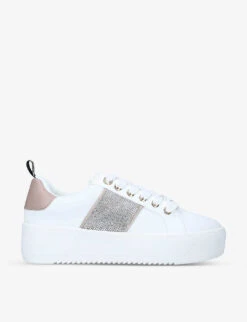 KG Kurt Geiger Lighter Embellished Low-top Faux-leather Trainers