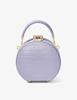 Hat Box Mini Croc-embossed Leather Cross-body Bag -Kurtgeiger Store R03770109 LAVENDER ALT02