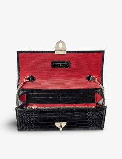 Mayfair Croc-embossed Leather Clutch Bag -Kurtgeiger Store R03770117 BLACK ALT03