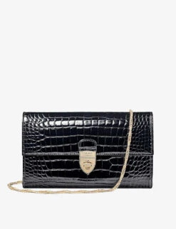 Mayfair Croc-embossed Leather Clutch Bag