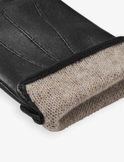 Stitch-embellished Cashmere And Leather Gloves -Kurtgeiger Store R03795921 BLACK ALT02