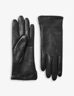 Stitch-embellished Cashmere And Leather Gloves