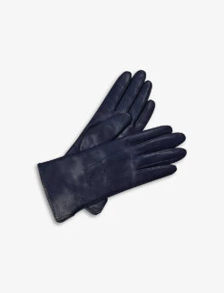 Stitch-embellished Cashmere And Leather Gloves -Kurtgeiger Store R03795927 NAVY ALT02