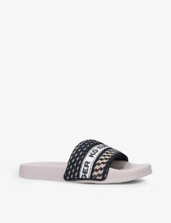 KG Kurt Geiger Ryder Tape Logo-print Vegan Woven Sliders -Kurtgeiger Store R03832656 BLUSH ALT02