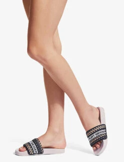 KG Kurt Geiger Ryder Tape Logo-print Vegan Woven Sliders -Kurtgeiger Store R03832656 BLUSH ALT05