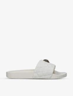 Kurt Geiger London Meena Eagle Embellished Quilted Rubber Sliders