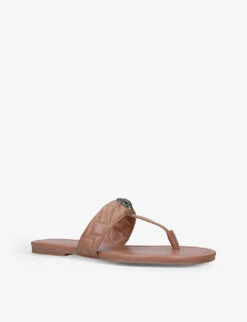 Kurt Geiger London Kensington T-bar Quilted Leather Sandals -Kurtgeiger Store R03838922 CAMEL ALT02
