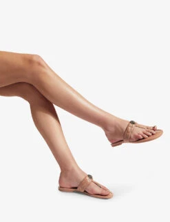 Kurt Geiger London Kensington T-bar Quilted Leather Sandals -Kurtgeiger Store R03838922 CAMEL ALT04