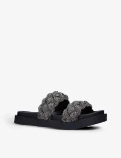 KG Kurt Geiger Vegan Rath Bling Braided Sliders -Kurtgeiger Store R03839630 PEWTER ALT02