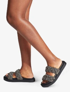 KG Kurt Geiger Vegan Rath Bling Braided Sliders -Kurtgeiger Store R03839630 PEWTER ALT04