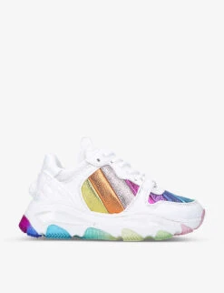 Kurt Geiger London Lettie Eagle Metallic Striped Leather Low-top Trainers