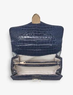 Mayfair Croc-embossed Leather Top-handle Bag -Kurtgeiger Store R03842289 MIDNIGHT ALT03