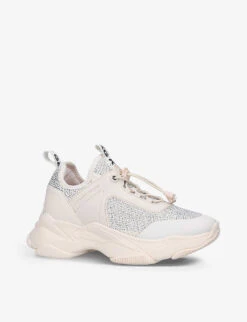 KG Kurt Geiger Leighton Gem Chunky-soled Crystal-embellished Textile Trainers 7 KG Kurt Geiger Leighton Gem Chunky-soled Crystal-embellished Textile Trainers -Kurtgeiger Store R03842680 BONE ALT02