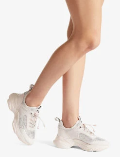 KG Kurt Geiger Leighton Gem Chunky-soled Crystal-embellished Textile Trainers 9 KG Kurt Geiger Leighton Gem Chunky-soled Crystal-embellished Textile Trainers -Kurtgeiger Store R03842680 BONE ALT05